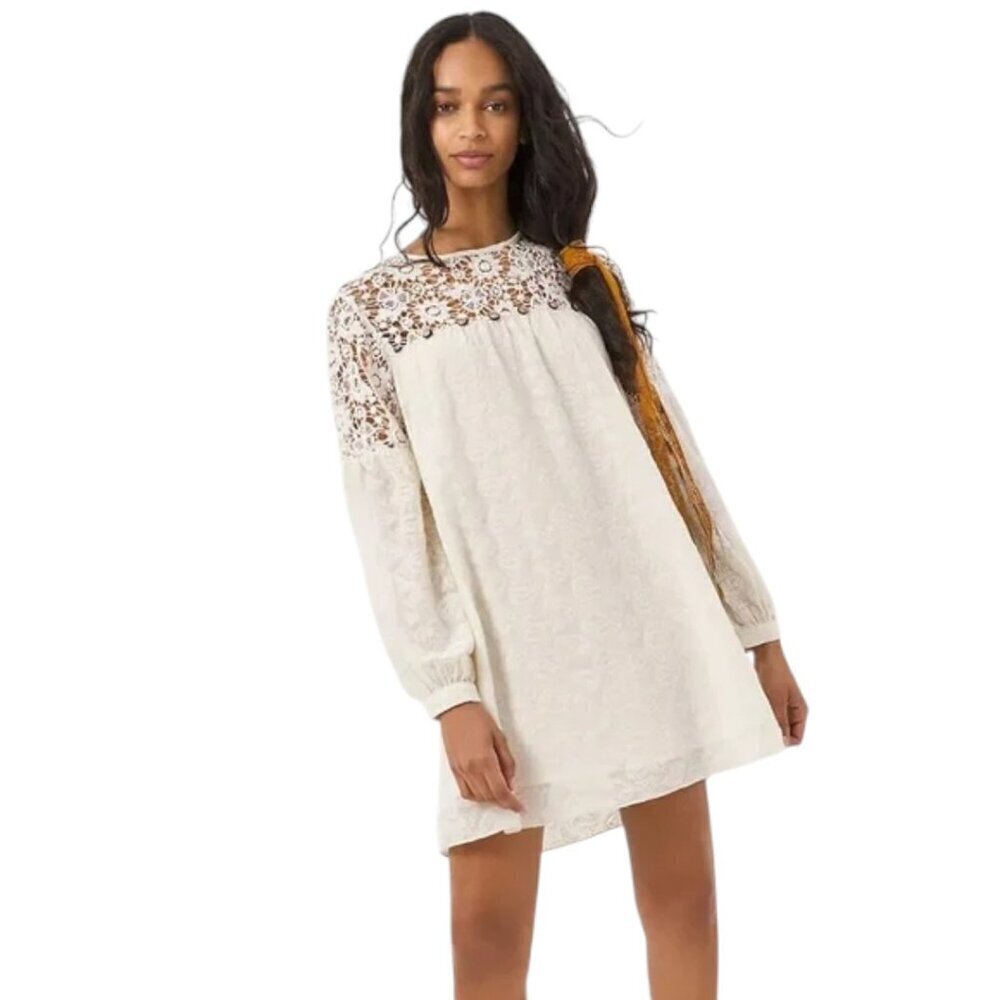 Anthropologie Verb Pallavi Singee Josephine Ivory Cream Lace Long Sleeve Dress